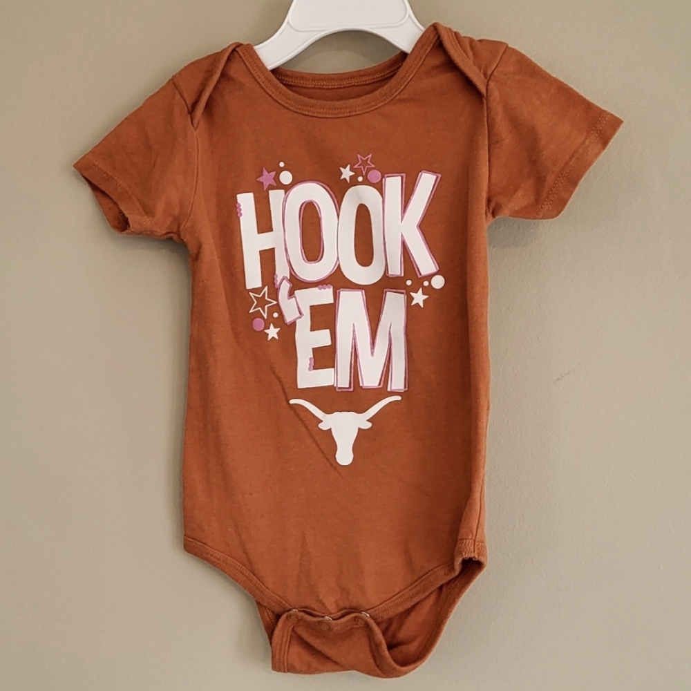 "Hook 'Em" rust colored fishing onesie/bodysuit